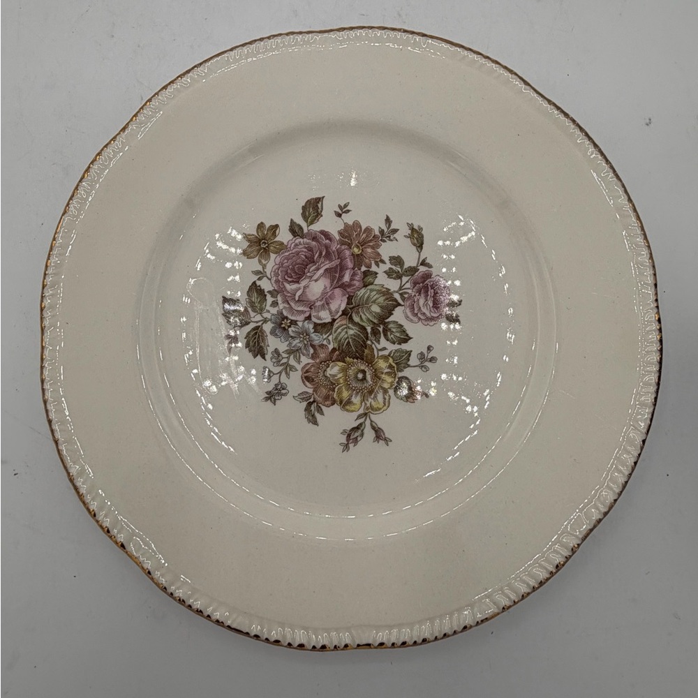 Vintage Homer Laughlin Dinner Plates E57N8 - 9.25” 22Kt Gold Trim - Hand Painted